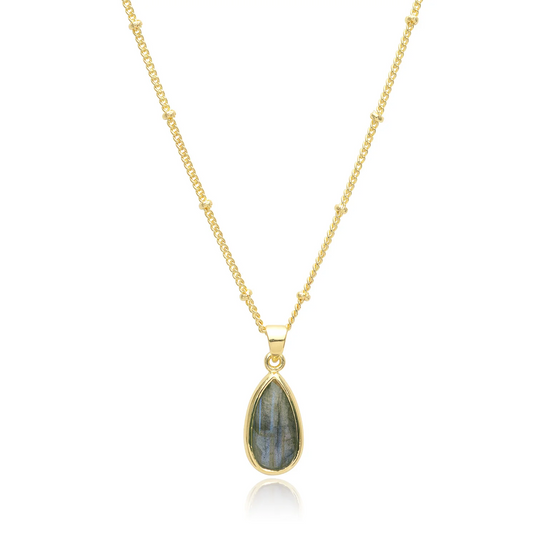 Simi Teardrop Gemstone Pendant: Labradorite
