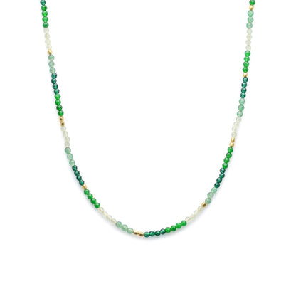 Milos Mixed Gemstone Beaded Necklace: Prehnite, Moss Agate & Green Aventurine