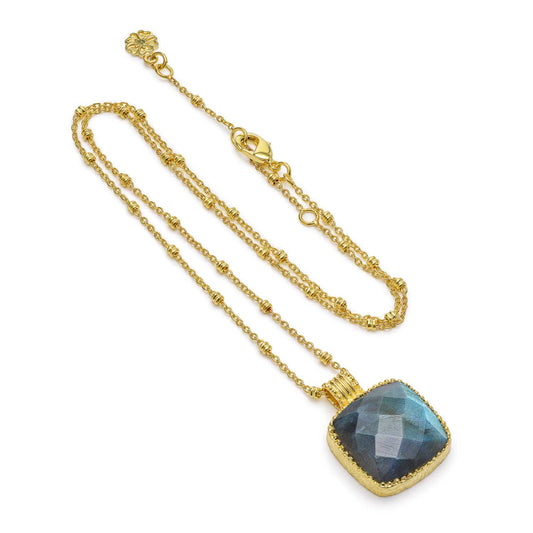Tetra Large Square Gemstone Pendant: Labradorite