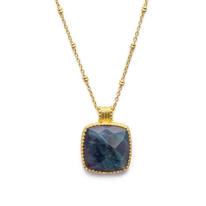 Tetra Large Square Gemstone Pendant: Labradorite