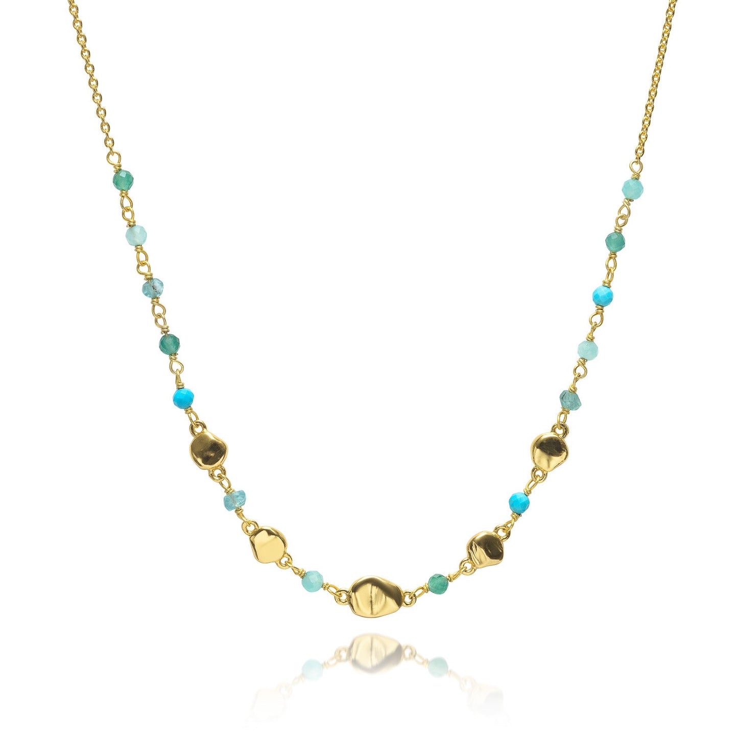 Sofia Nugget Necklace: Amazonite, Apatite, Turquoise & Green White Jade