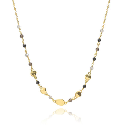 Sofia Nugget Necklace: Black Onyx, Smoky Quartz & Labradorite