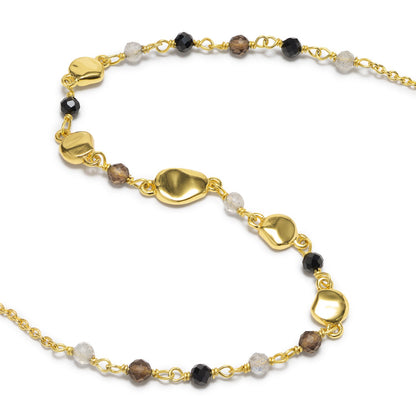 Sofia Nugget Necklace: Black Onyx, Smoky Quartz & Labradorite