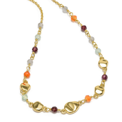 Sofia Nugget Necklace: Labradorite, Carnelian, Green Aventurine & Garnet