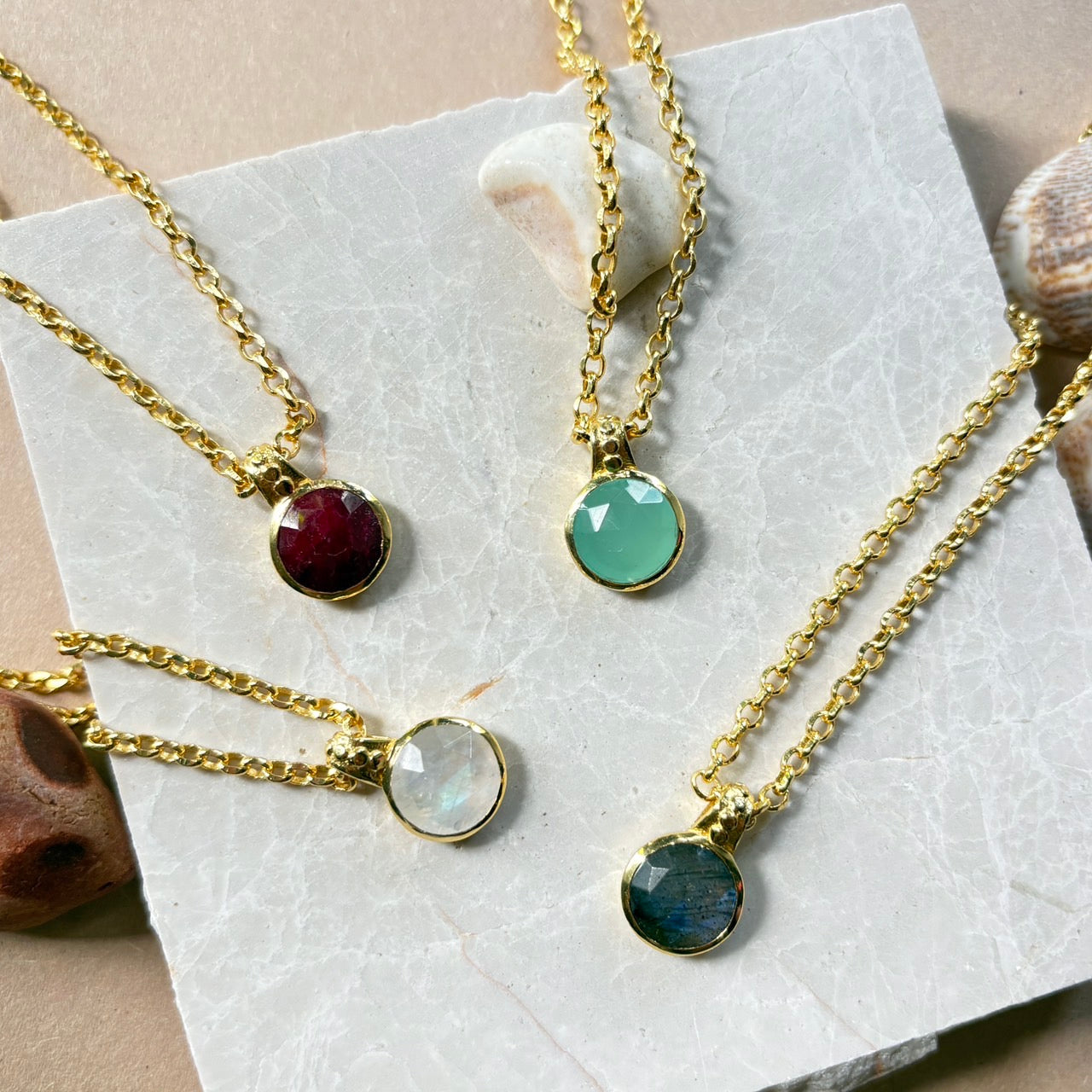Charis Round Gemstone Necklace: Ruby