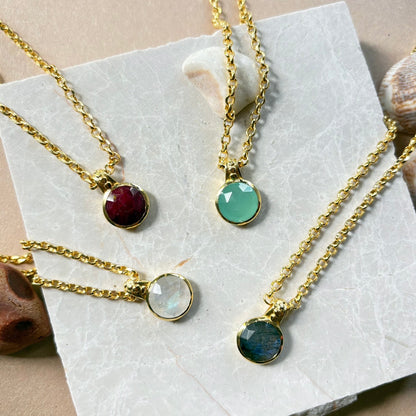 Charis Round Gemstone Necklace: Ruby
