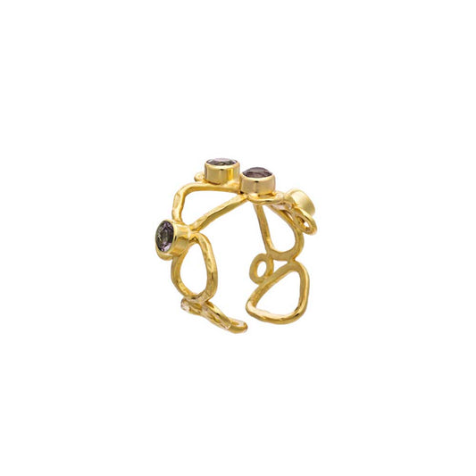 Thalia Adjustable Gemstone Ring: Labradorite