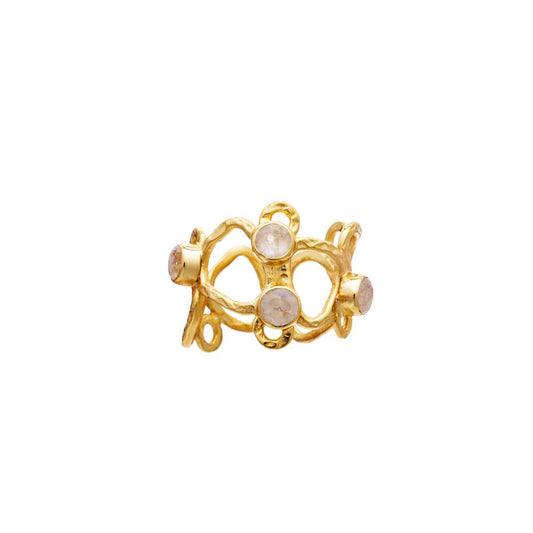 Thalia Adjustable Gemstone Ring: Moonstone
