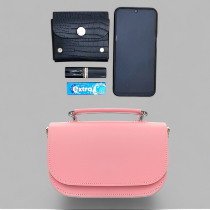 Aura Handmade Leather Bag - Pastel Pink