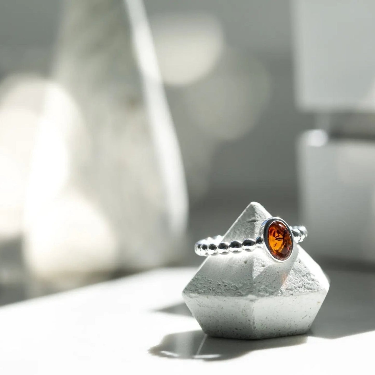 Amber Bubble Stacking Ring