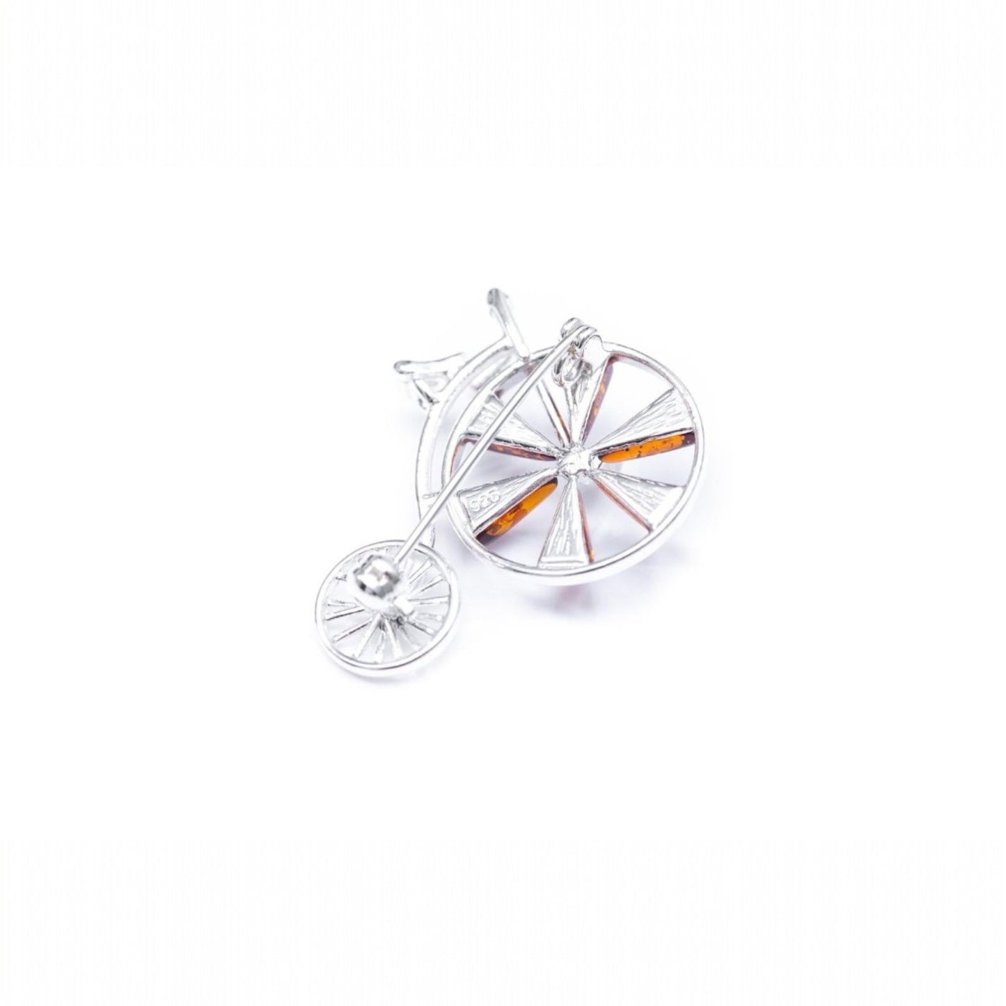 Amber Detail Penny Farthing Brooch