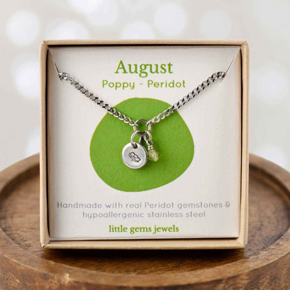 August Birthflower With Birthstone Necklace