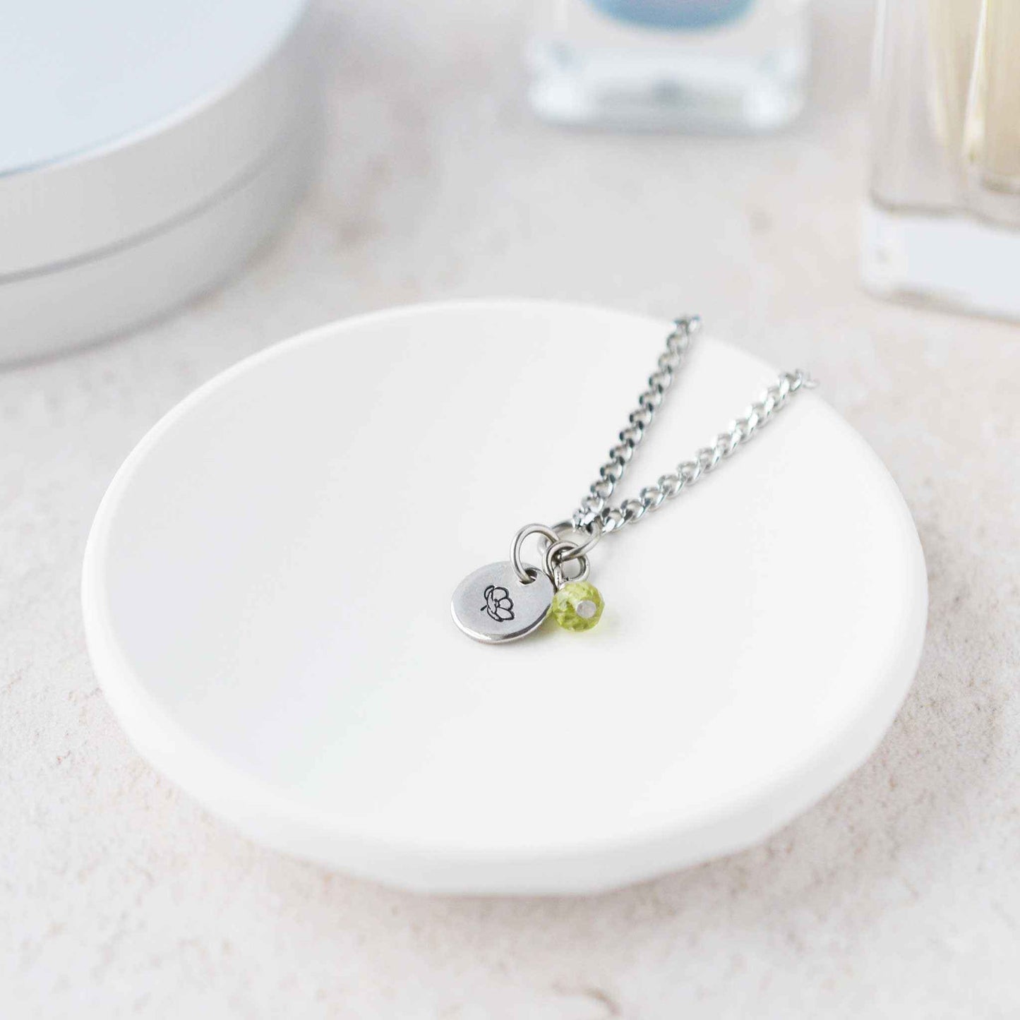 August Birthflower With Birthstone Necklace