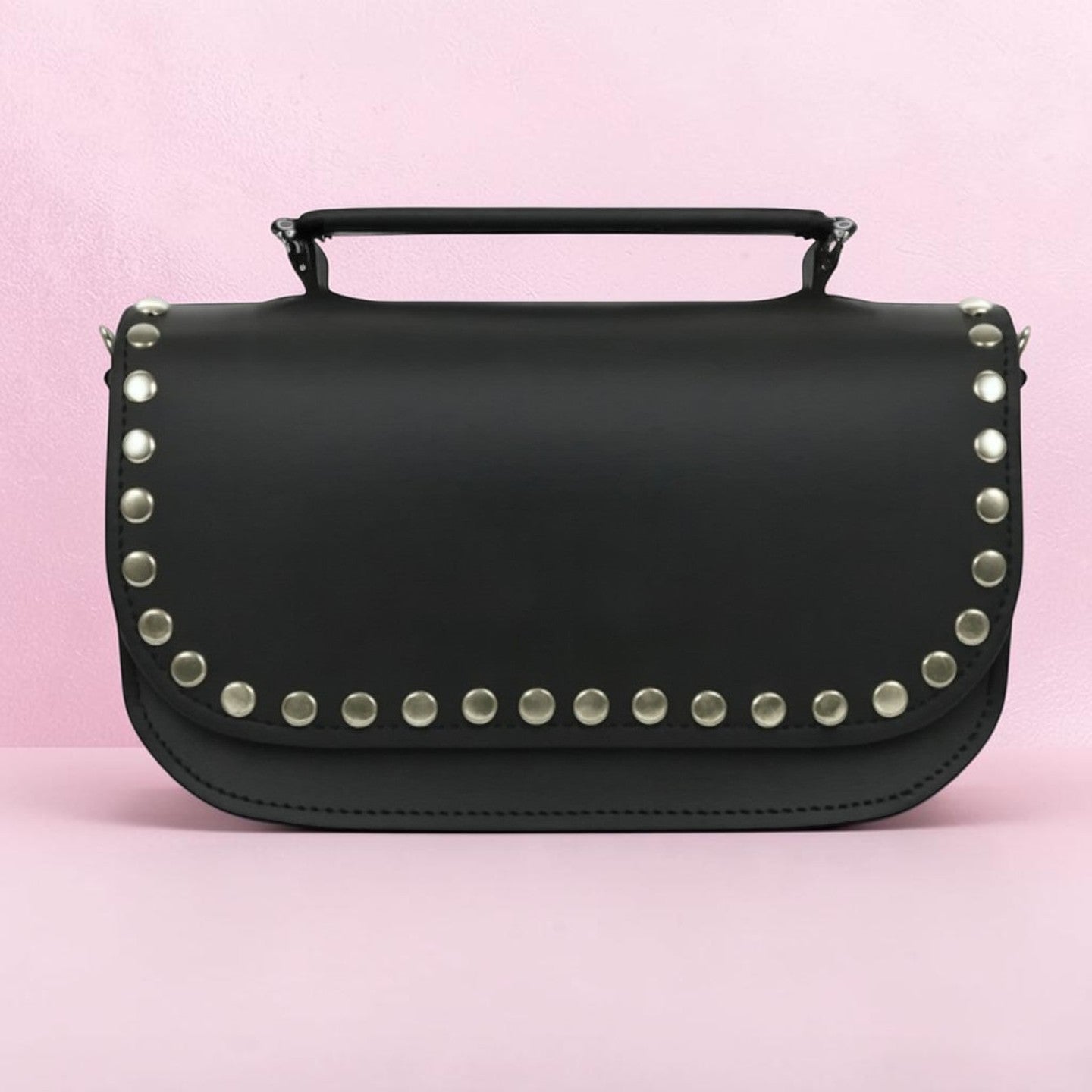 Aura Handmade Leather Bag - Black Studded