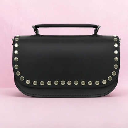 Aura Handmade Leather Bag - Black Studded