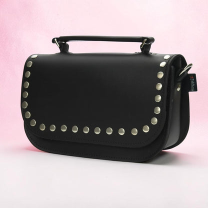 Aura Handmade Leather Bag - Black Studded