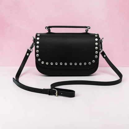 Aura Handmade Leather Bag - Black Studded