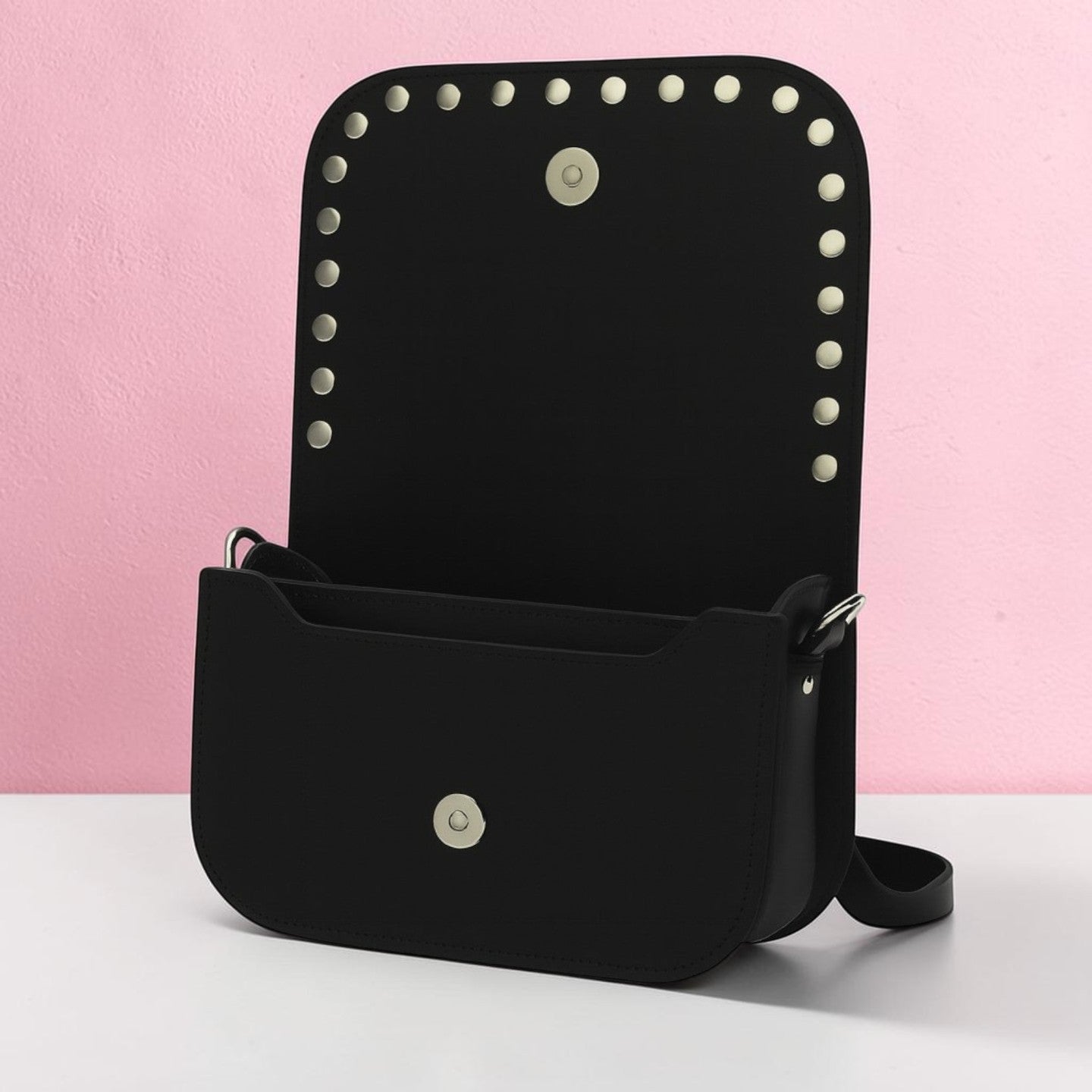 Aura Handmade Leather Bag - Black Studded