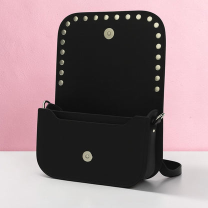 Aura Handmade Leather Bag - Black Studded