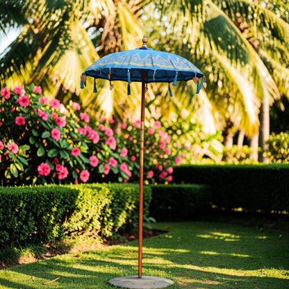 Bali Patio Parasol - Turquoise Cotton - 1.5m