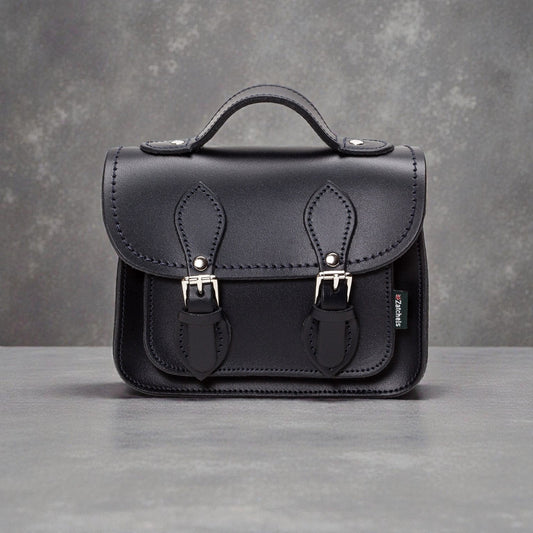 Handmade Leather Micro Satchel - Black