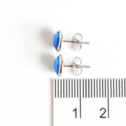 Blue Opal & Surgical Steel Studs
