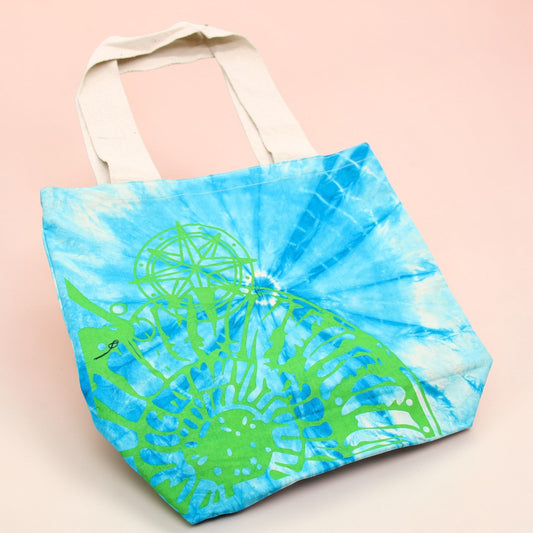Blue & Green Sea Shell Tie-Dye Cotton Bag