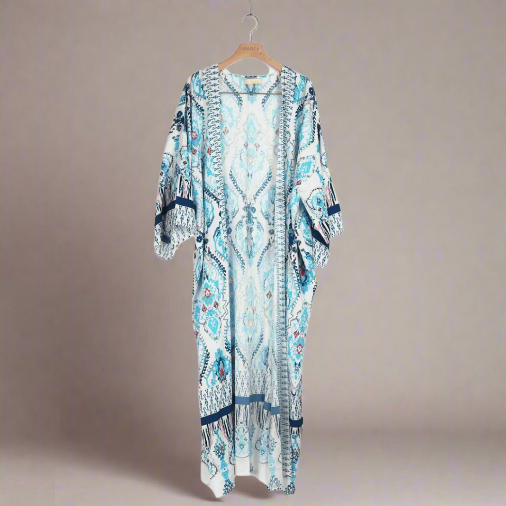 Blue Mandala Long Kimono
