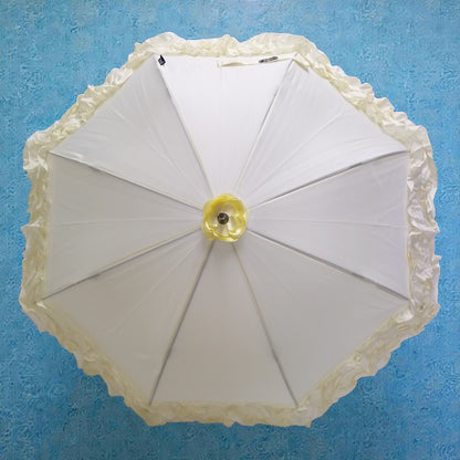 Boutique Triple Frill Stick Auto Umbrella:  Beige