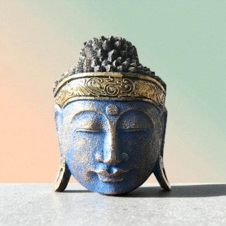 Decorative Buddha Head - Blue Shine Finish