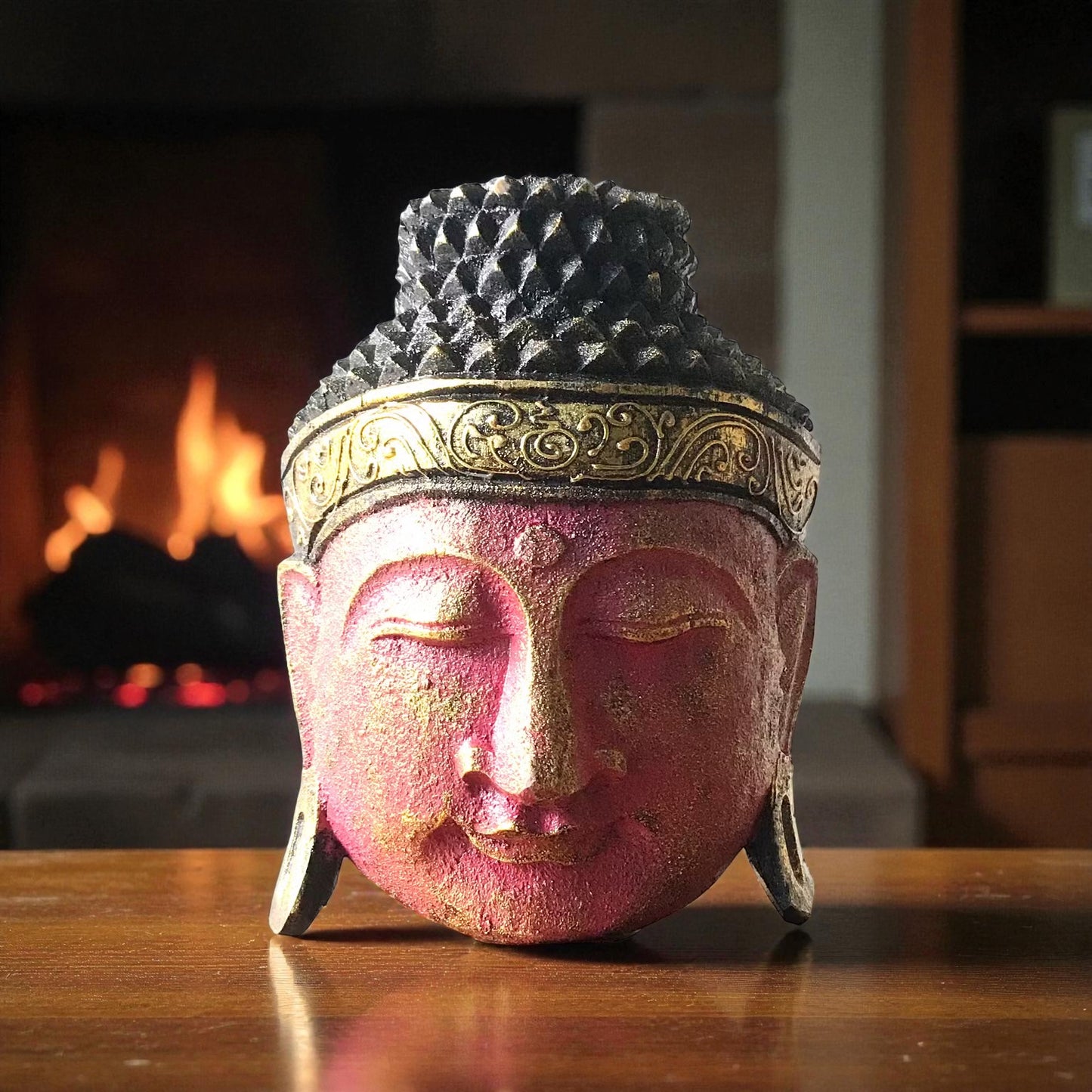 Decorative Buddha Head - Red Shine Finish