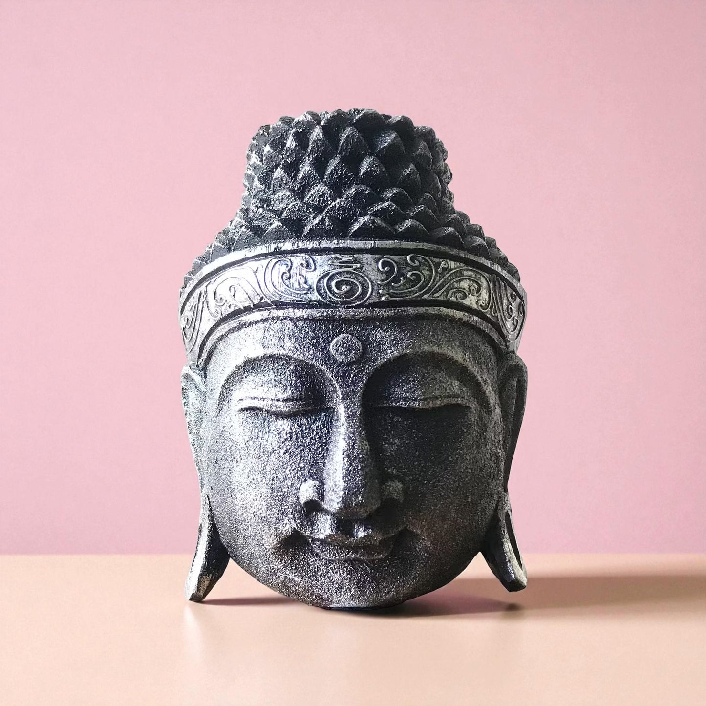 Decorative Buddha Head - Silver Shine Finish