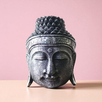 Decorative Buddha Head - Silver Shine Finish