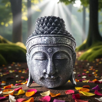 Decorative Buddha Head - Silver Shine Finish
