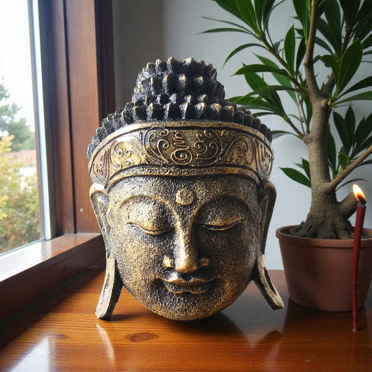 Decorative Buddha Head - Gold Shine Finish