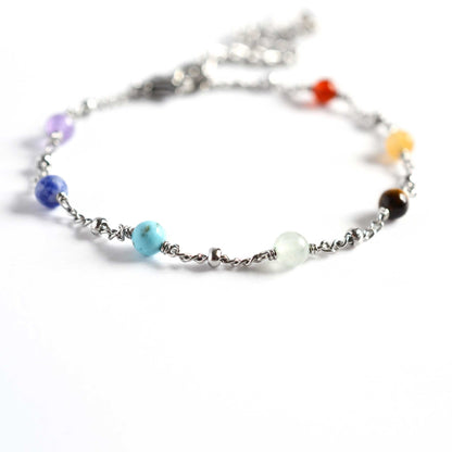 Adjustable Gemstone Chakra Bracelet