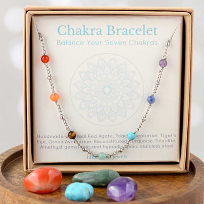 Adjustable Gemstone Chakra Bracelet