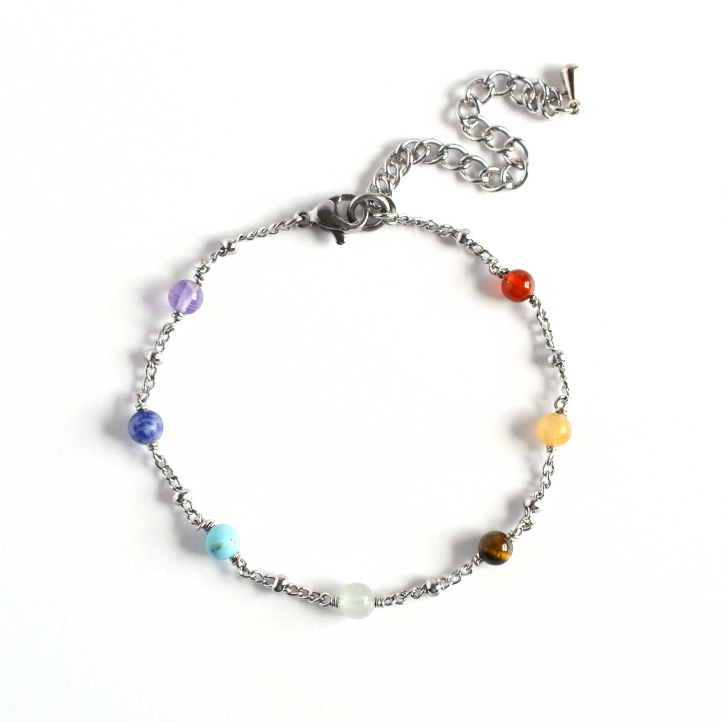 Adjustable Gemstone Chakra Bracelet