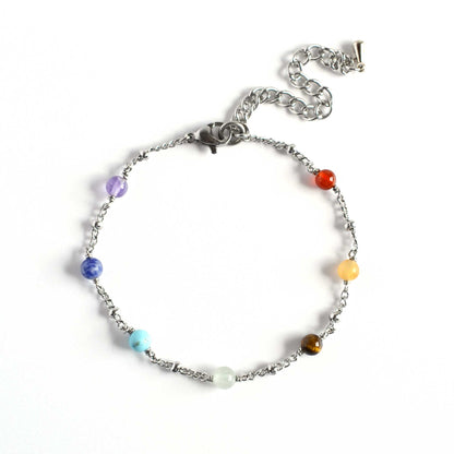 Adjustable Gemstone Chakra Bracelet