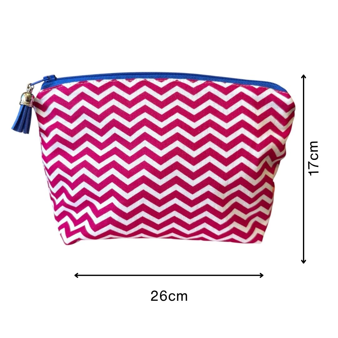 Raspberry Chevron Wash Bag