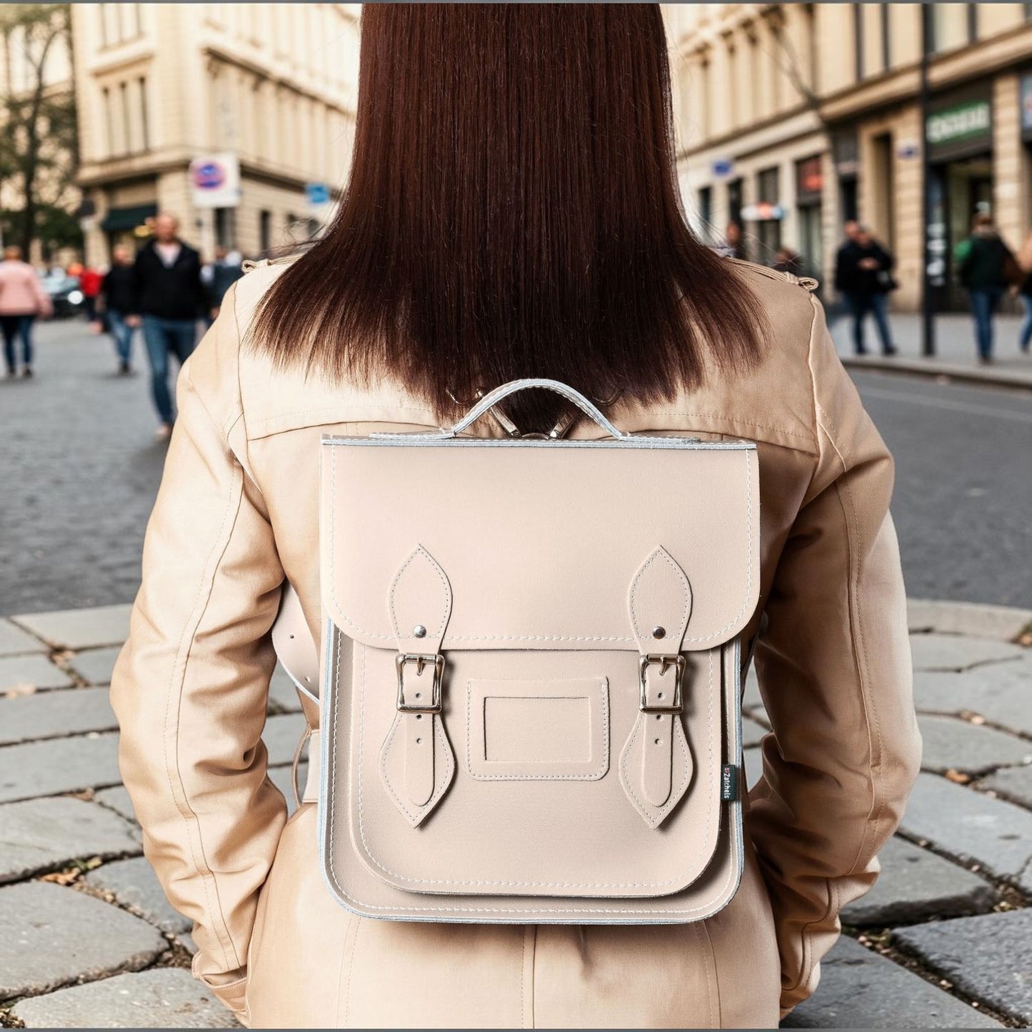Handmade Leather City Backpack - Iced Coffee