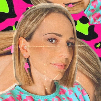Woman with a colorful abstract background