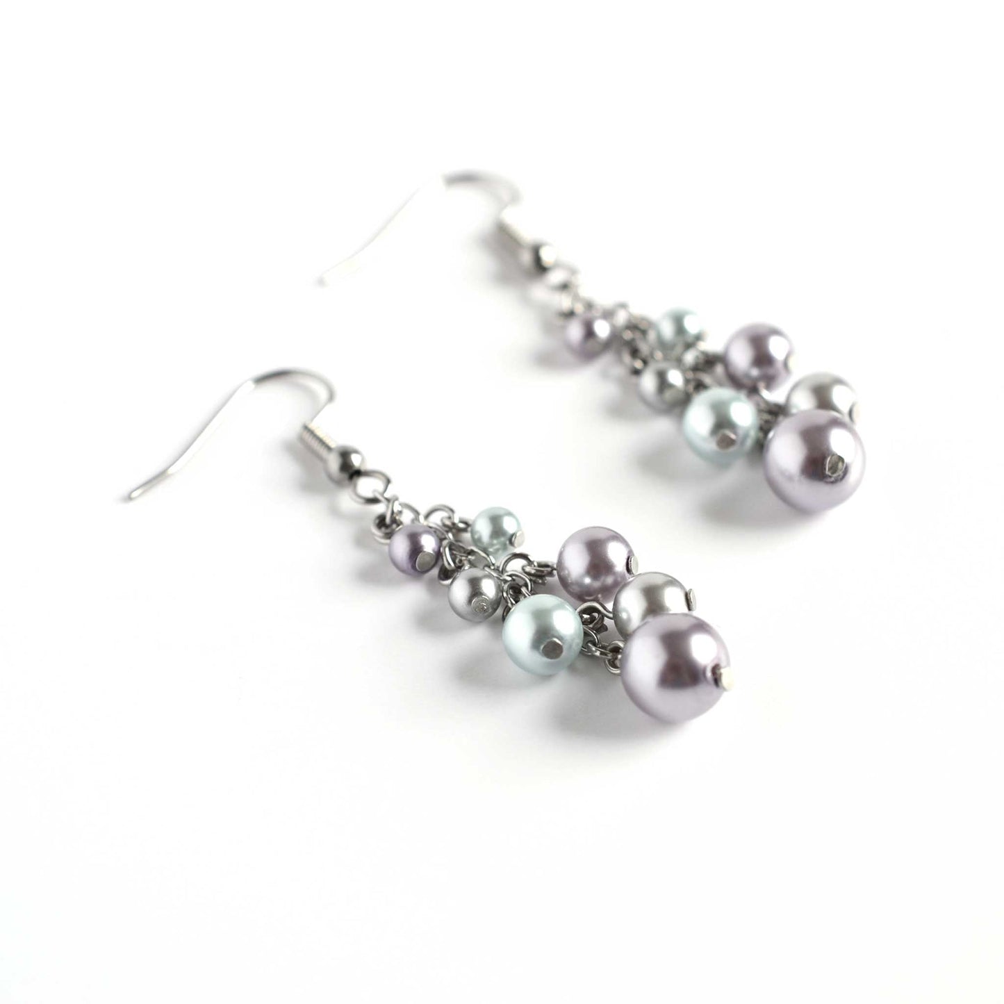 Faux Pearl Cluster Drop Earrings