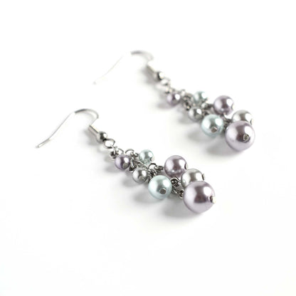Faux Pearl Cluster Drop Earrings