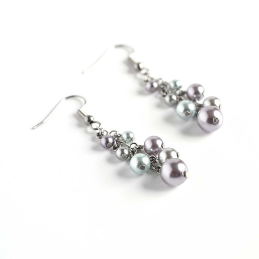 Faux Pearl Cluster Drop Earrings