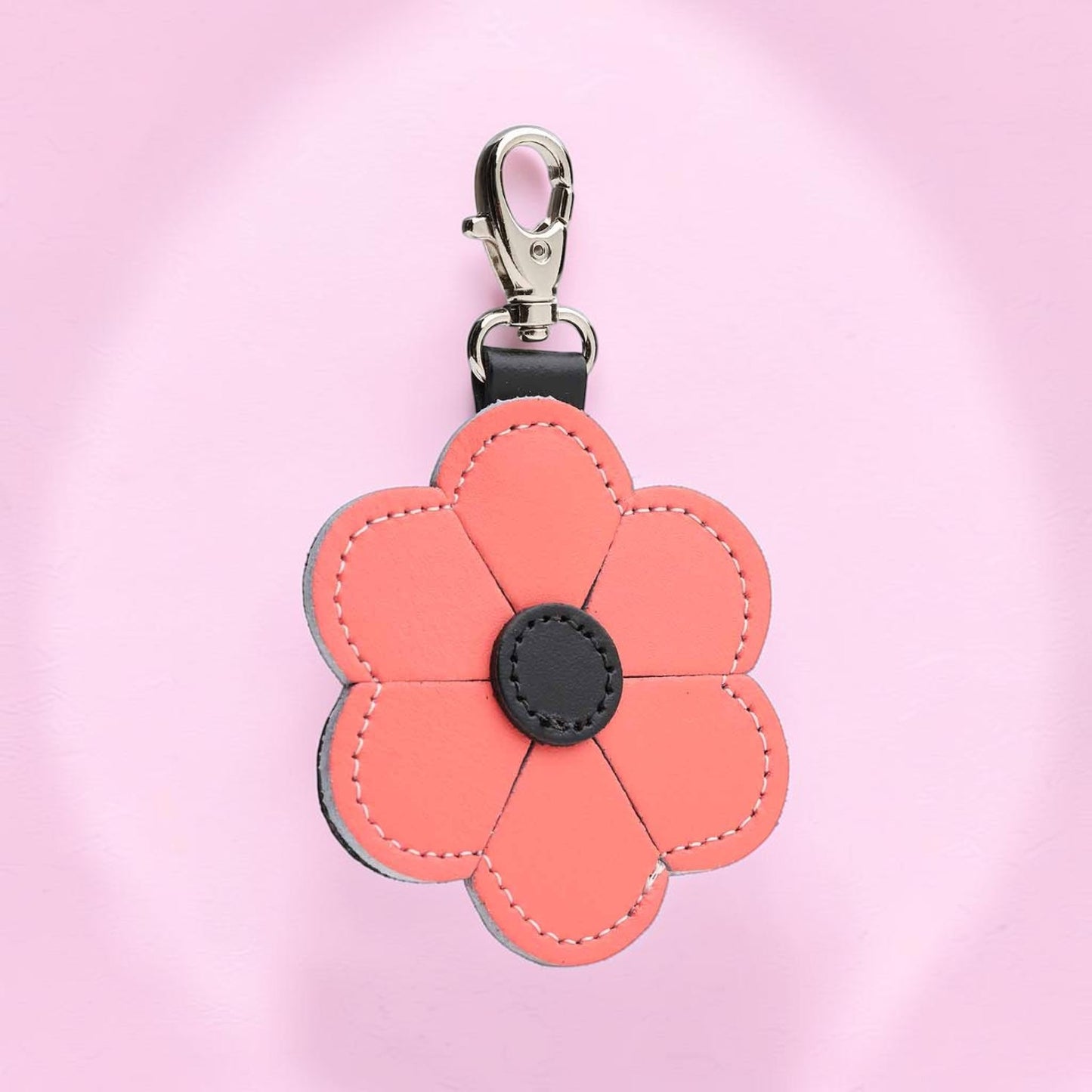 Flower bag charm - Coral