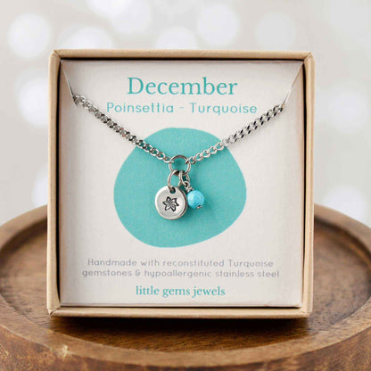 December Birthflower With Birthstone Necklace