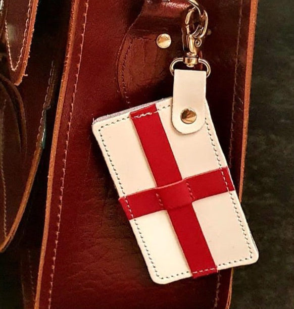 England flag St George's cross leather bag charm by Zatchels