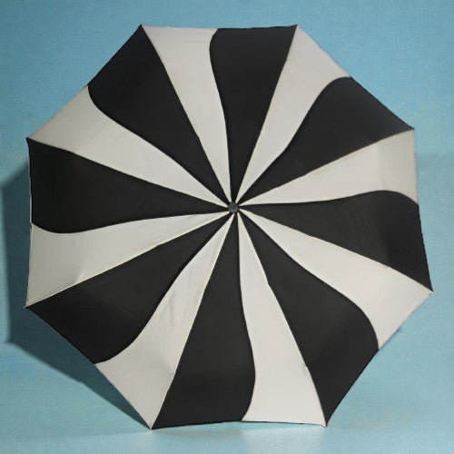 Everyday Swirl Folding Umbrella: Black/Cream