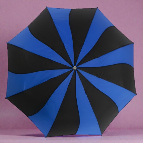 Everyday Swirl Folding Umbrella: Blue/Black